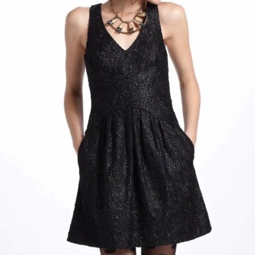 Anthropologie Leifsdottir Lingonberry Lace Sleeveless Dress in Black 8 feminine